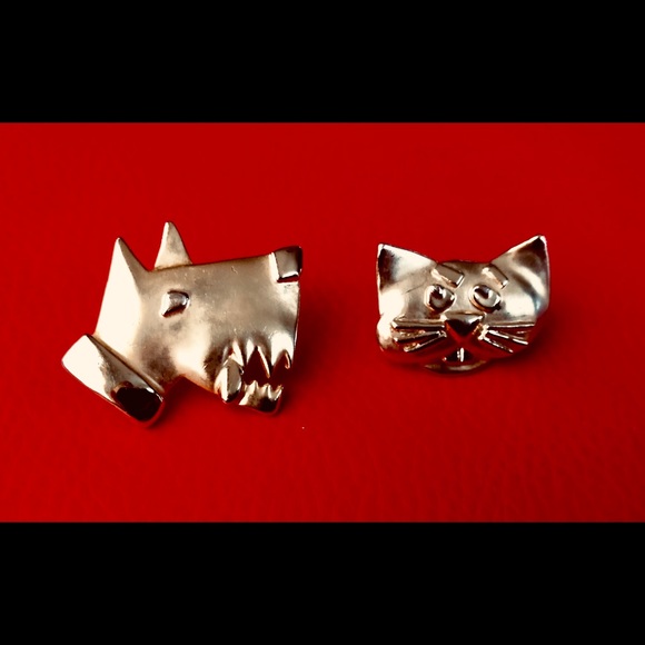 ⭐️ RARE ⭐️ UNIQUE ⭐️ Vintage Cat Dog AJC Earrings - Picture 5 of 8